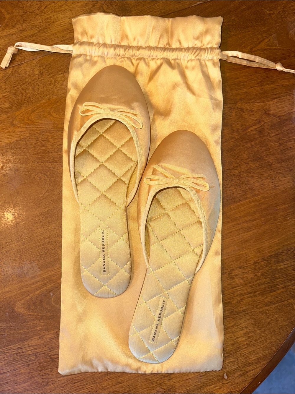 Banana Republic Golden Yellow Satin Ballet Flats